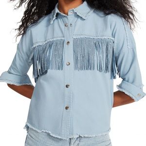 Steve Madden Denim Fringe Top